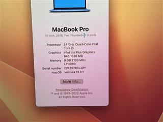 Apple MUHN2LL A2159 MacBook Pro 13 Touch Bar 2019 1.4GHz i5 8GB 128GB SSD Laptop